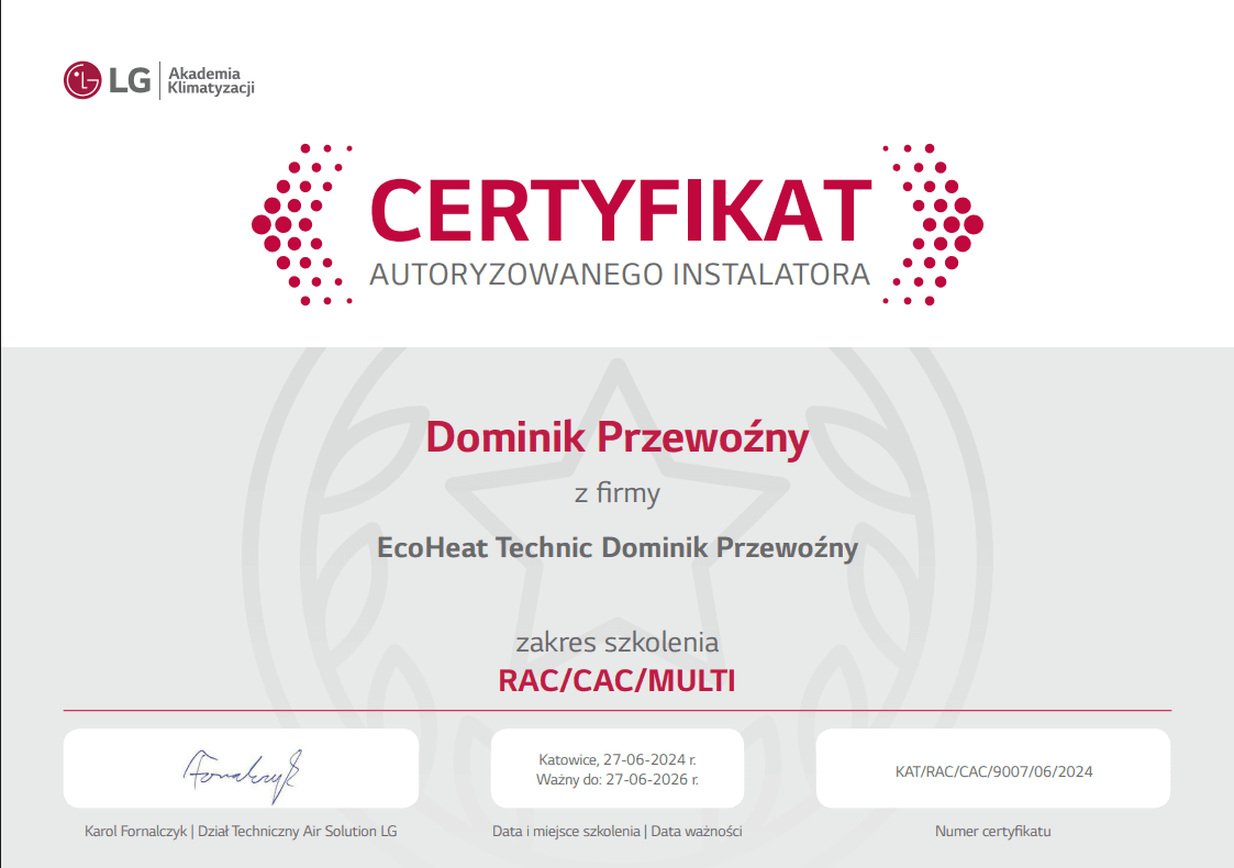 Certyfikat Autoryzowanego Instalatora